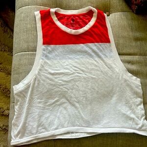 Free People Movement tank, size medium red, light blue stripe and white